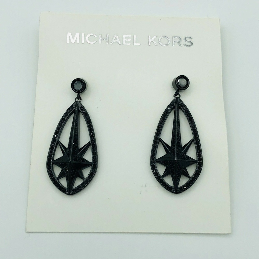 Michael Kors Black Ion Plated Starburst Earring